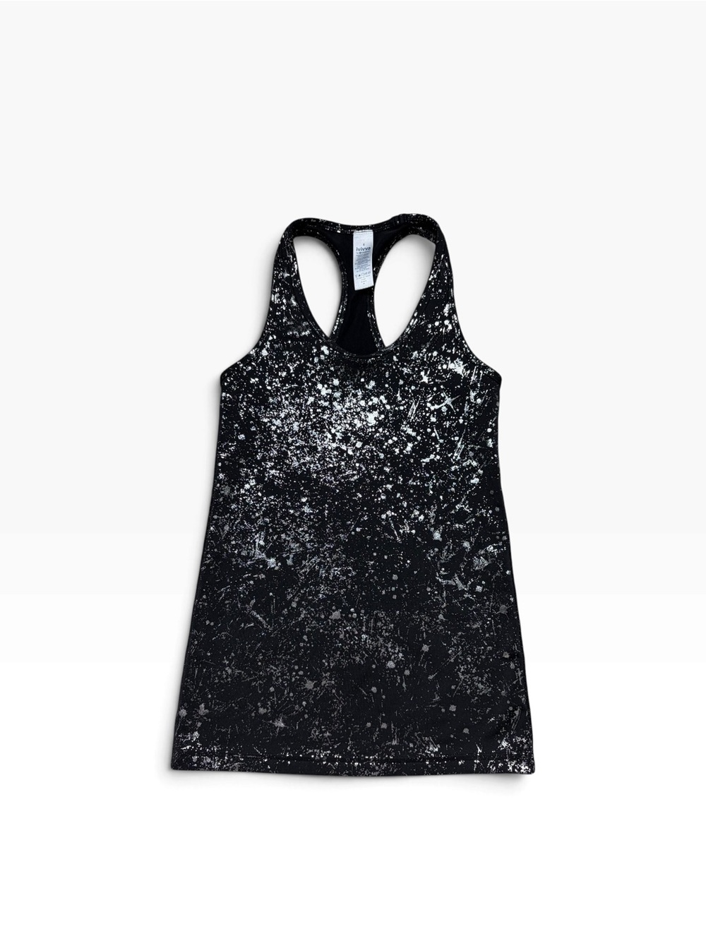 Lululemon Ivivva Kids Sparkly Silver Print Tank Top Black Size 8